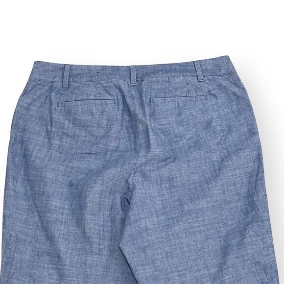 Talbots Pants Womens 10P Blue Perfect Crop Chambray Preppy Coastal Trousers - Picture 4 of 8